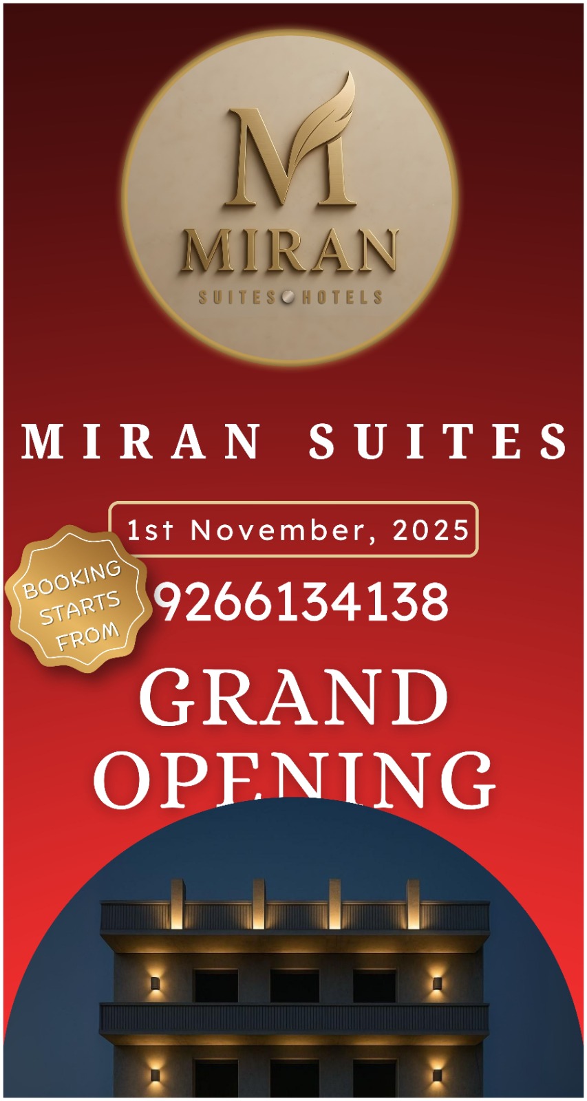Miran Suites Hotels – grand opening poster
